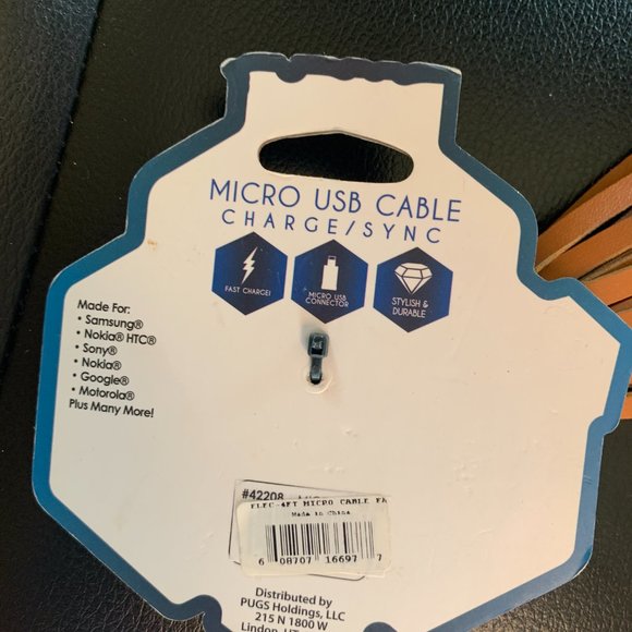 NEW PUGS Copper Micro USB Cable Charge & Sync Tassel clip - Samsung Sony Google - Picture 6 of 6
